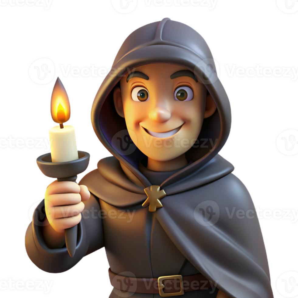 impressive creative A cunning rogue with a hooded cloak and a sly grin, holding a dagger, illuminated by the dim light of a flickering candle. Baroque style authentic png