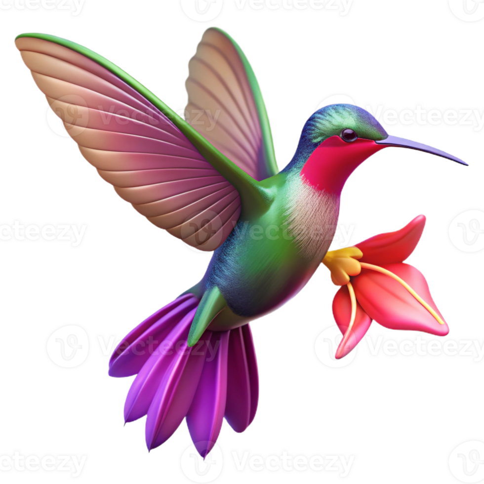 wonderful classic A hummingbird hovering near a fuchsia flower, capturing the motion blur of its wings, vibrant colors, nature photography style high resolution png