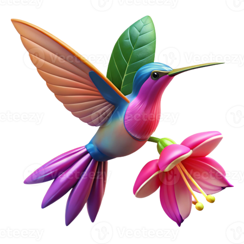 wonderful rustic A hummingbird hovering near a fuchsia flower, capturing the motion blur of its wings, vibrant colors, nature photography style high quality png