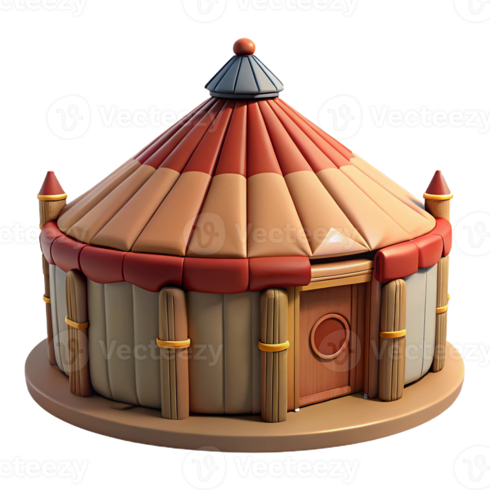 wonderful rustic Yurt, traditional nomadic dwelling, circular structure, cozy interior detailed png