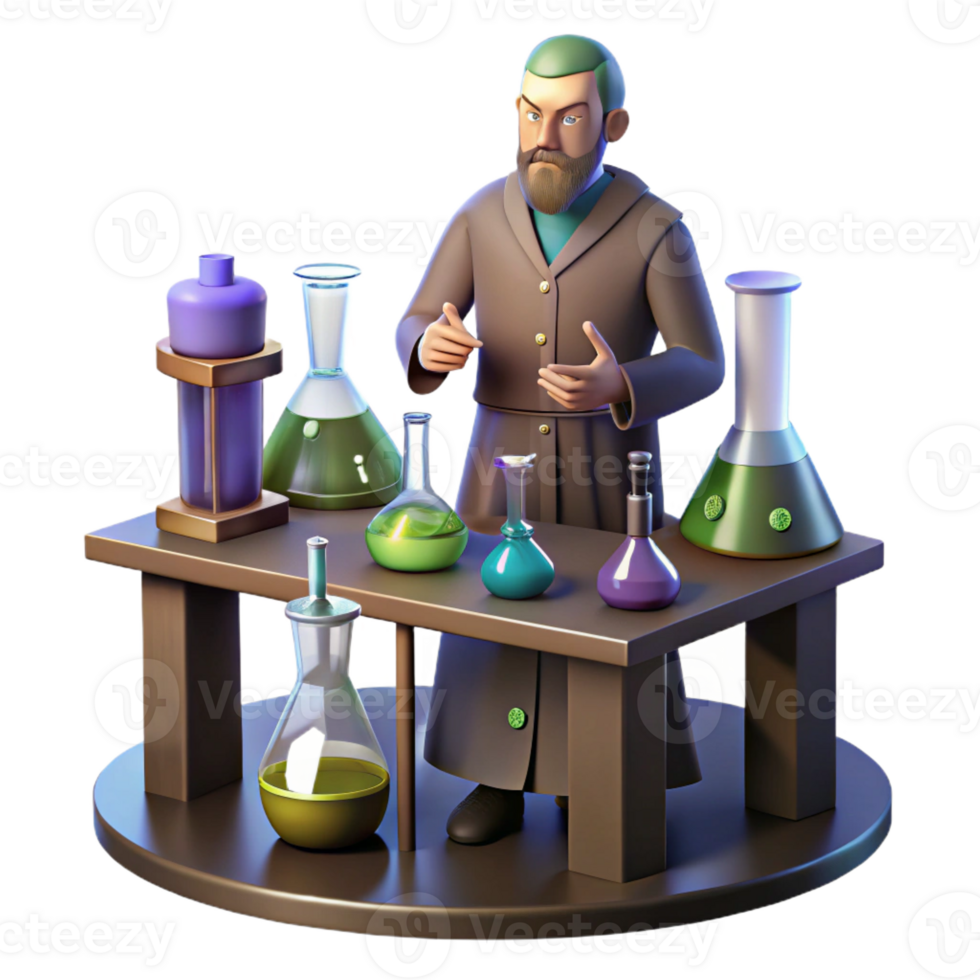 serene traditional A medieval alchemist working in his laboratory, surrounded by bottles and beakers, mysterious atmosphere, dim lighting high resolution png