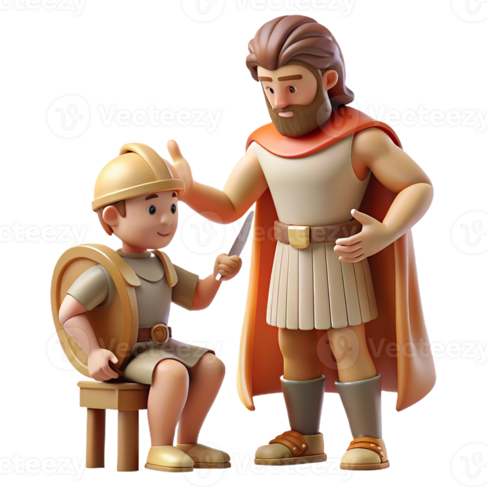 beautiful creative A wise Chiron teaching Achilles the ways of a warrior. Classical style. Soft, natural lighting premium png