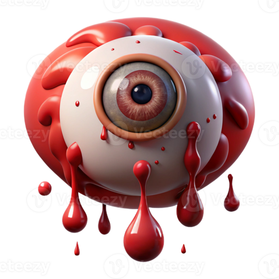 dramatic vintage A giant, disembodied eye weeping tears of blood, surrounded by floating daggers, under a blood-red moon. Horror surrealism style 4K png