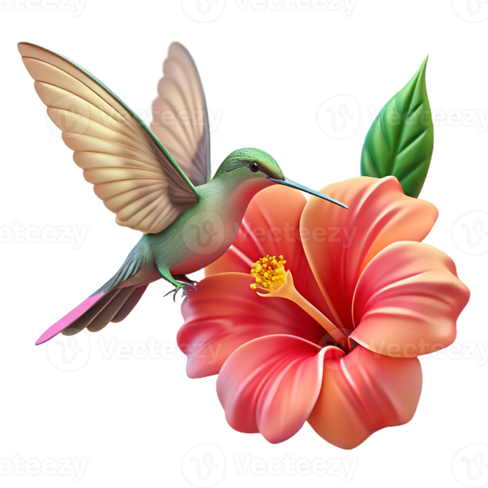 impressive rustic A delicate hummingbird hovering near a vibrant hibiscus flower, soft lighting, macro photography style original png