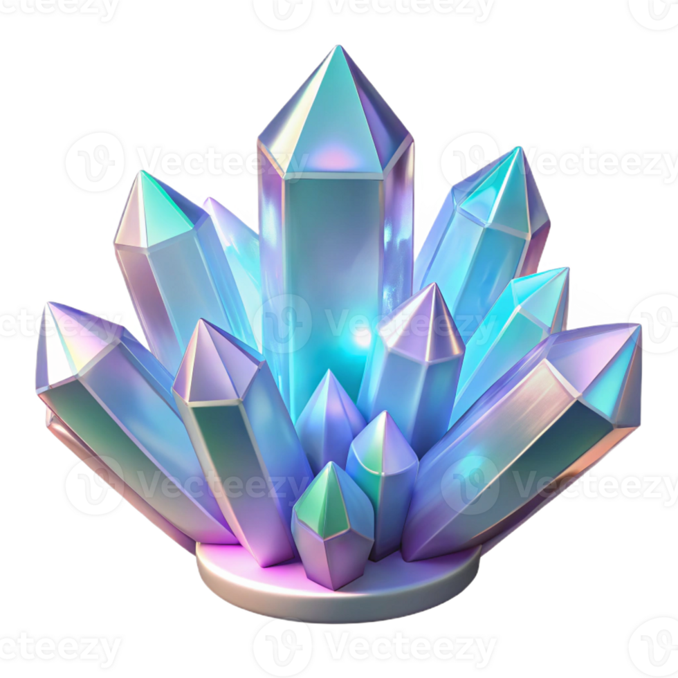 extraordinary contemporary A cluster of crystalline structures, refracting light in a dazzling display, with a cool, icy color palette, in a futuristic, crystallographic style exclusive png