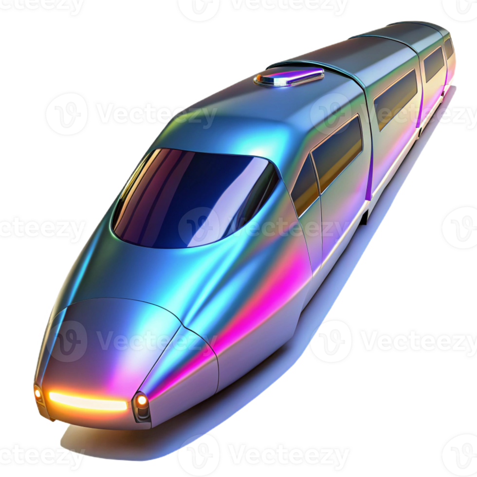 beautiful rustic A futuristic, high-speed train gliding through a tunnel of light, its sleek, metallic exterior reflecting the vibrant colors. Photorealistic style high resolution png
