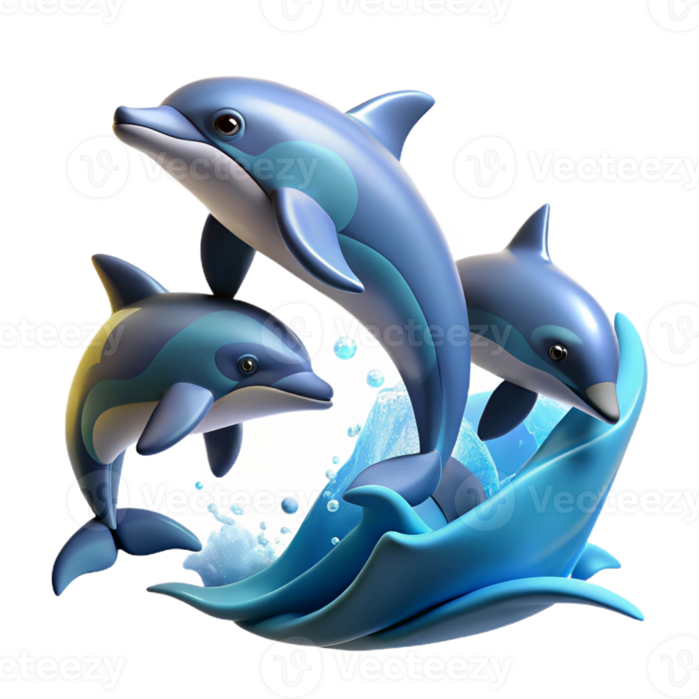 elegant abstract A group of dolphins leaping out of the ocean, dynamic lighting, nature photography style professional png