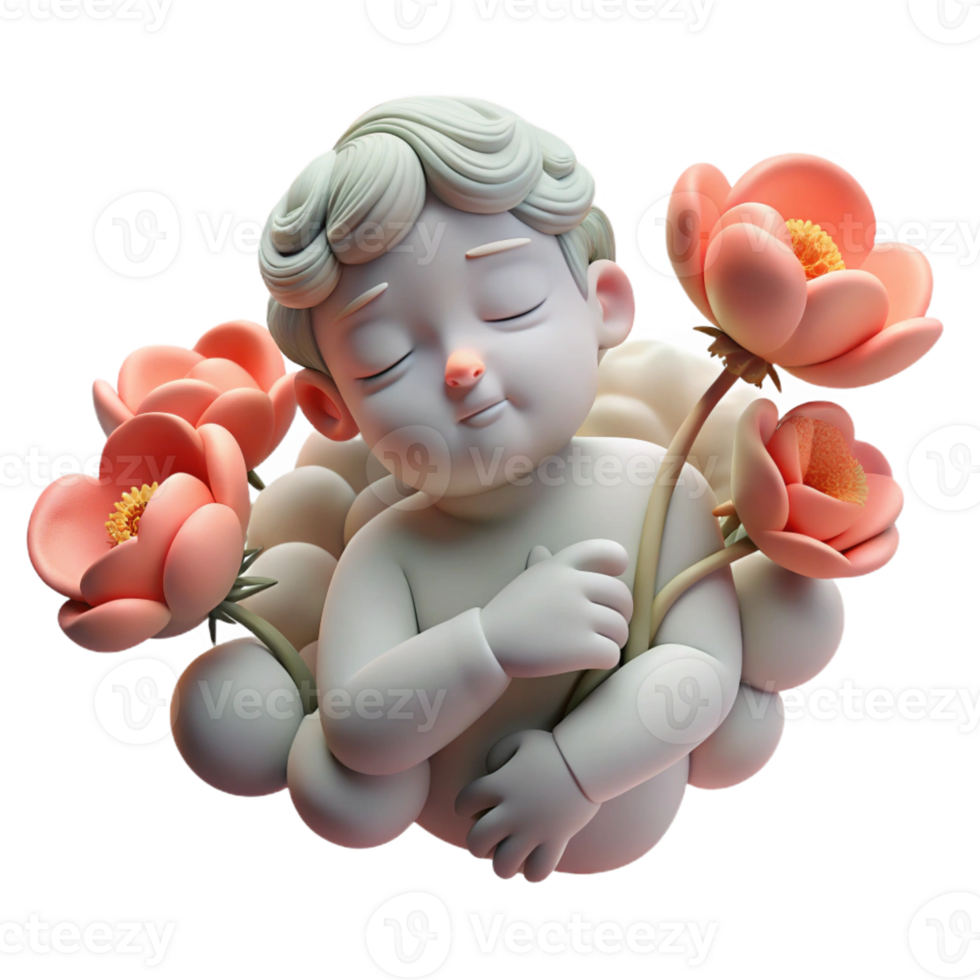 extraordinary artistic A sleeping Hypnos with poppy flowers in his hand, spreading a mist of slumber. Surreal style. Dreamlike, hazy lighting exclusive png