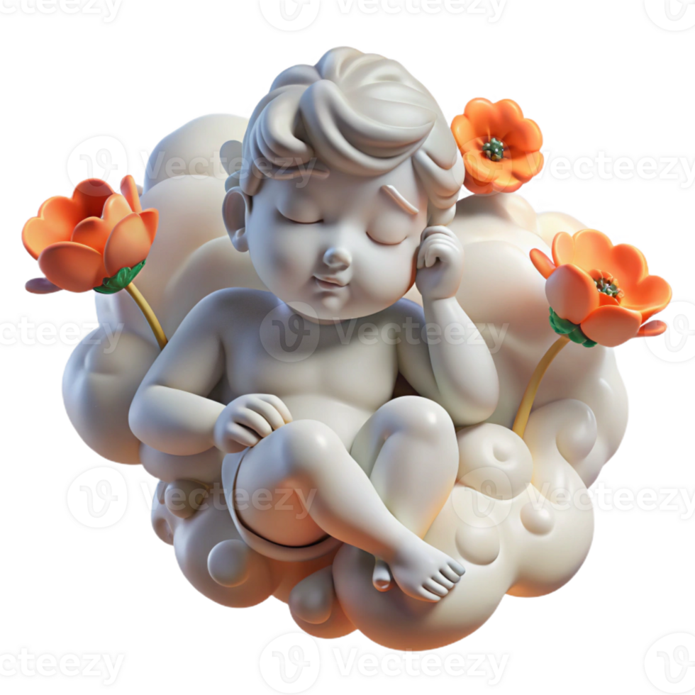 magnificent vintage A sleeping Hypnos with poppy flowers in his hand, spreading a mist of slumber. Surreal style. Dreamlike, hazy lighting high resolution png
