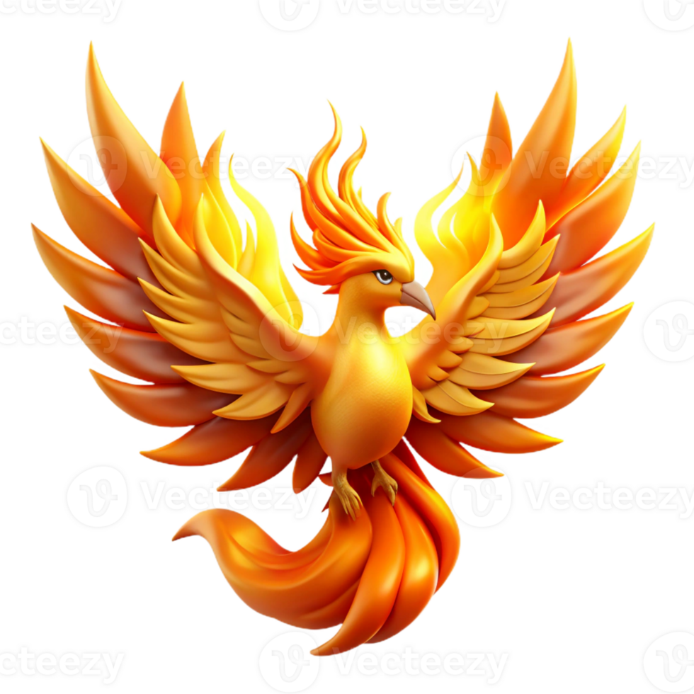 wonderful rustic A majestic phoenix rising from the ashes, engulfed in flames, illuminated by its own fiery glow, in a dramatic and stylized art nouveau style premium png