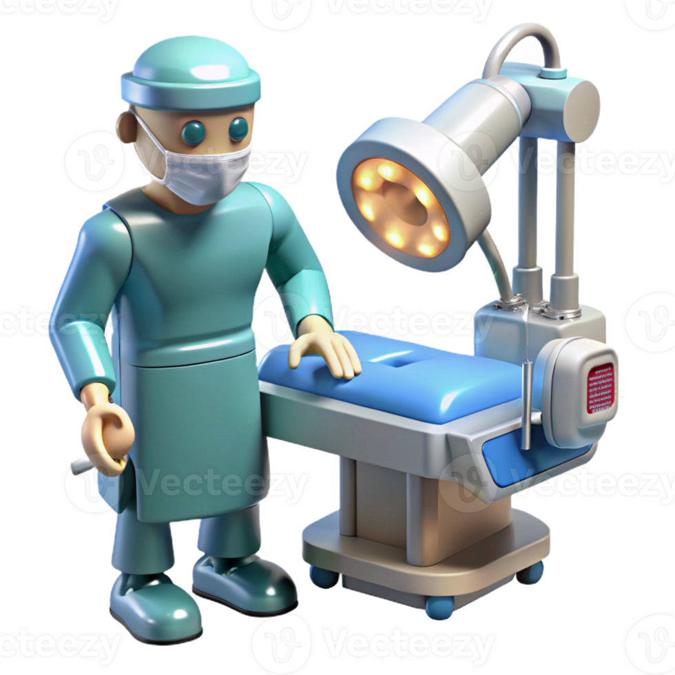 dramatic artistic A robotic surgeon performing a delicate operation, bright, sterile lighting, medical style high quality png