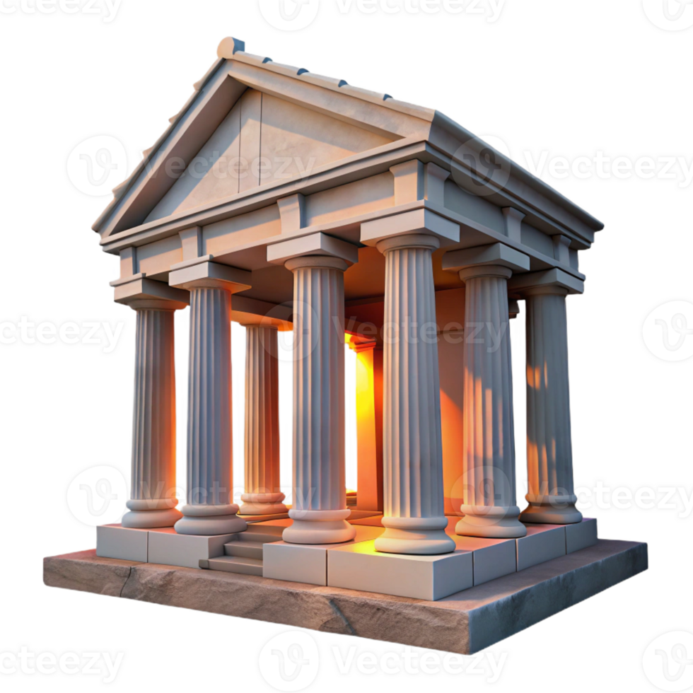 magnificent creative Greek temple ruins, weathered marble columns, crumbling pediment, dramatic sunset light, classical architecture photography high resolution png