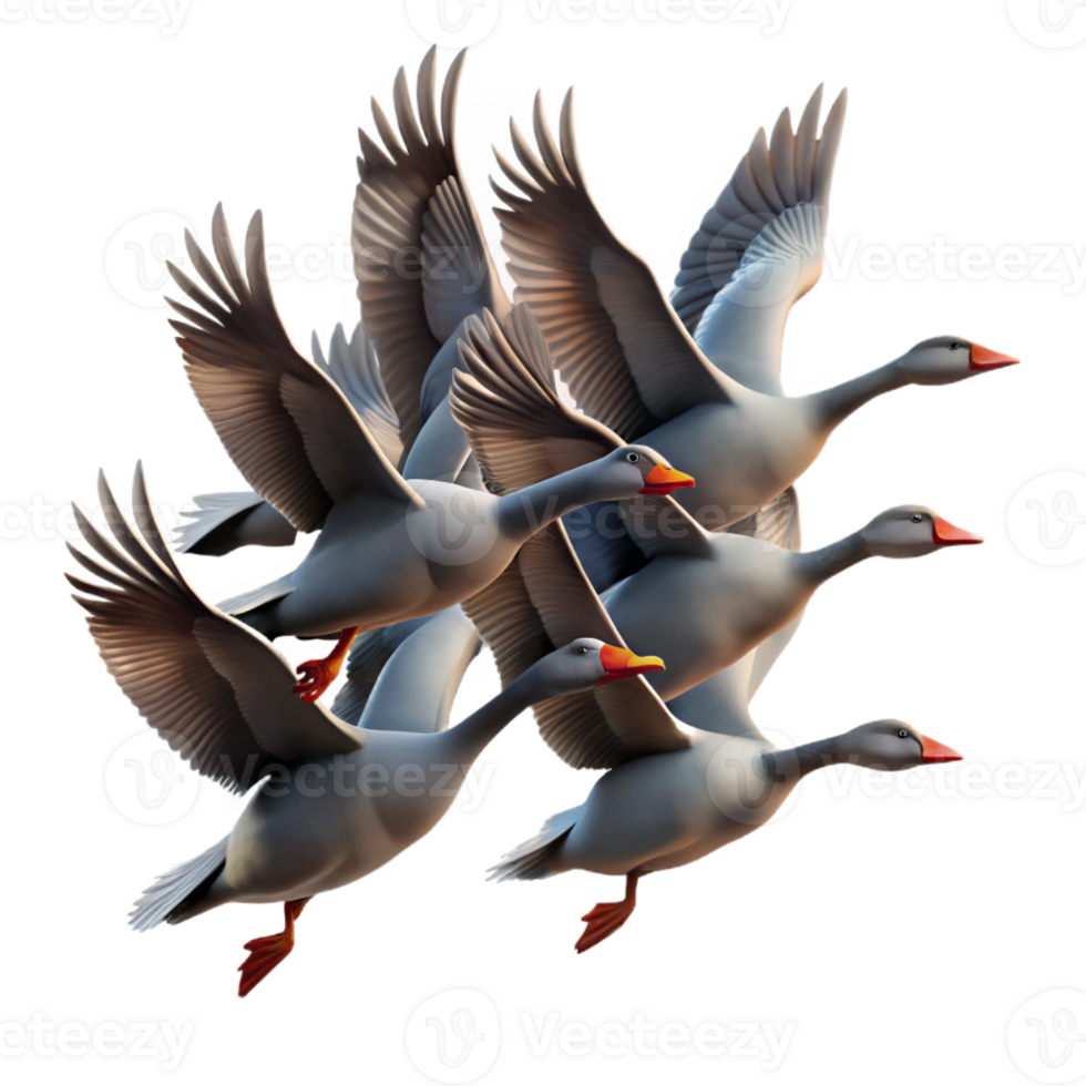 elegant classic A flock of migrating geese flying in a V-formation against a dramatic sunset sky, in a silhouette style 4K png
