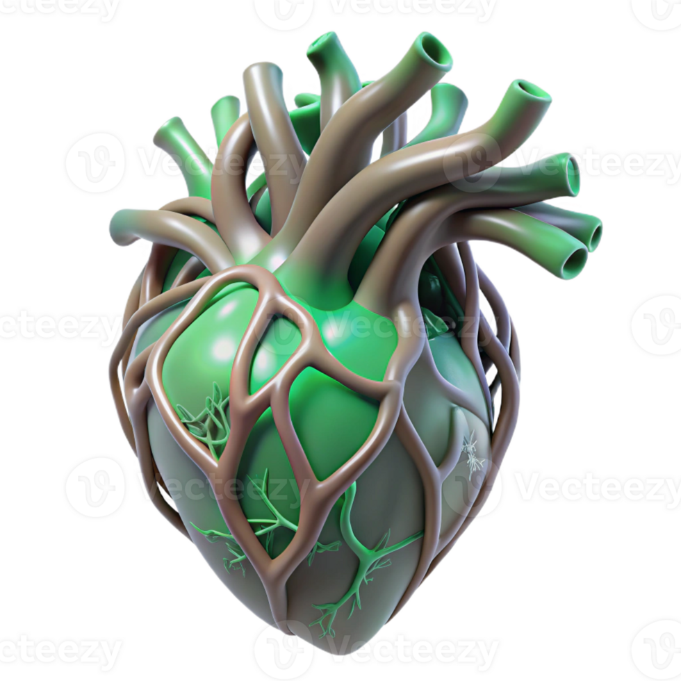 magnificent traditional A human heart made of interwoven tree branches, pulsating with a soft, green light. Fantasy art style genuine png
