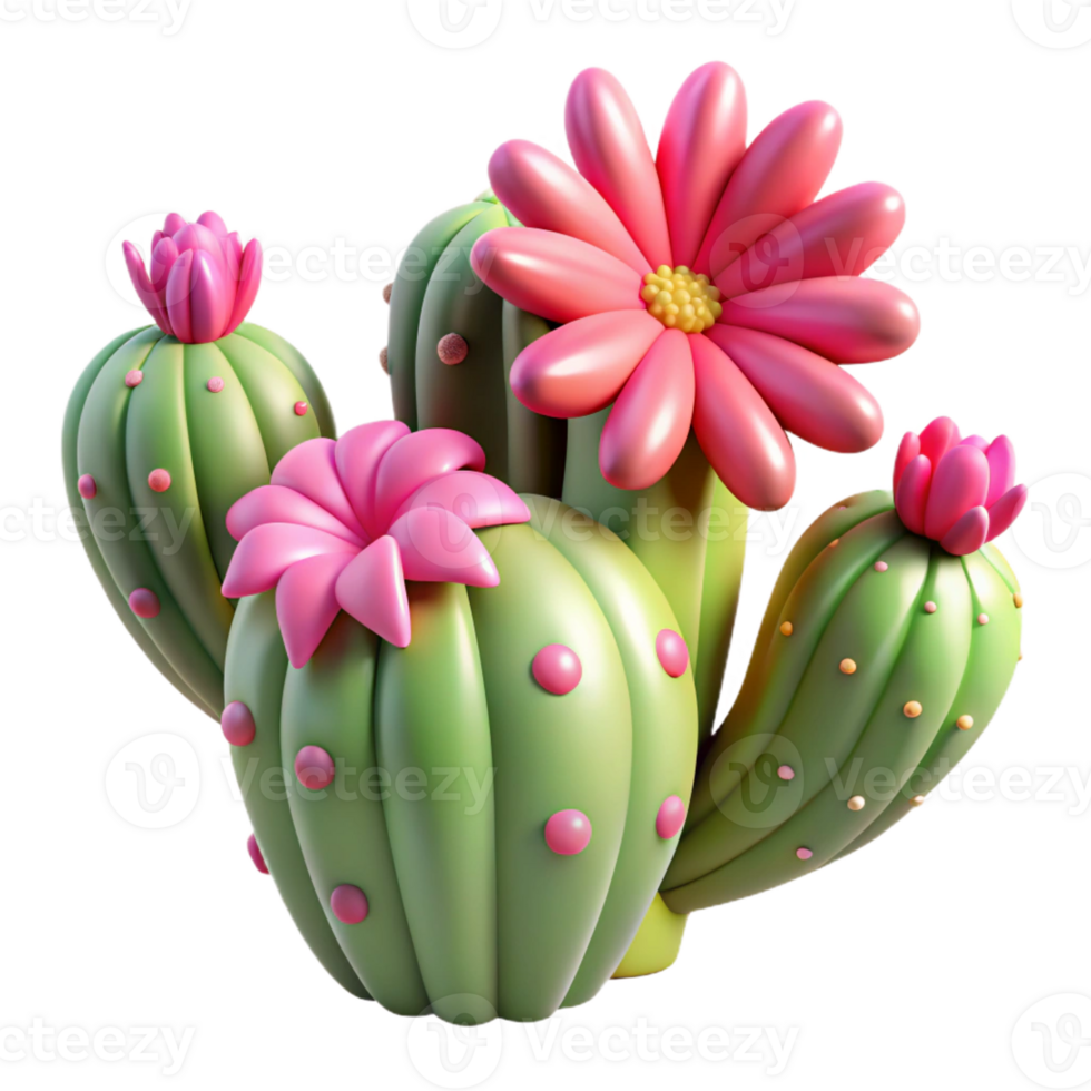 vibrant abstract A cactus with vibrant pink flowers, harsh sunlight, desert photography style detailed png
