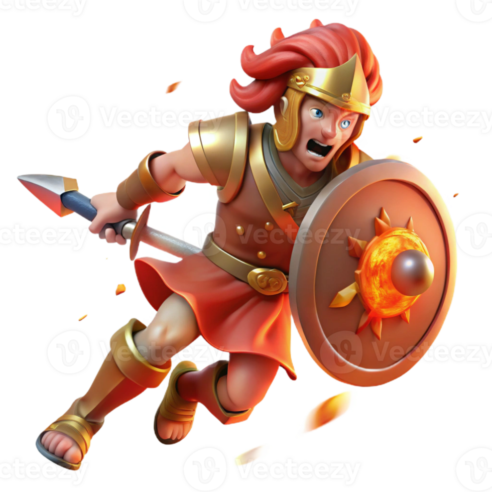 elegant traditional A fierce Ares with a blood-stained sword and shield, charging into battle. Roman style. Fiery, chaotic lighting high quality png