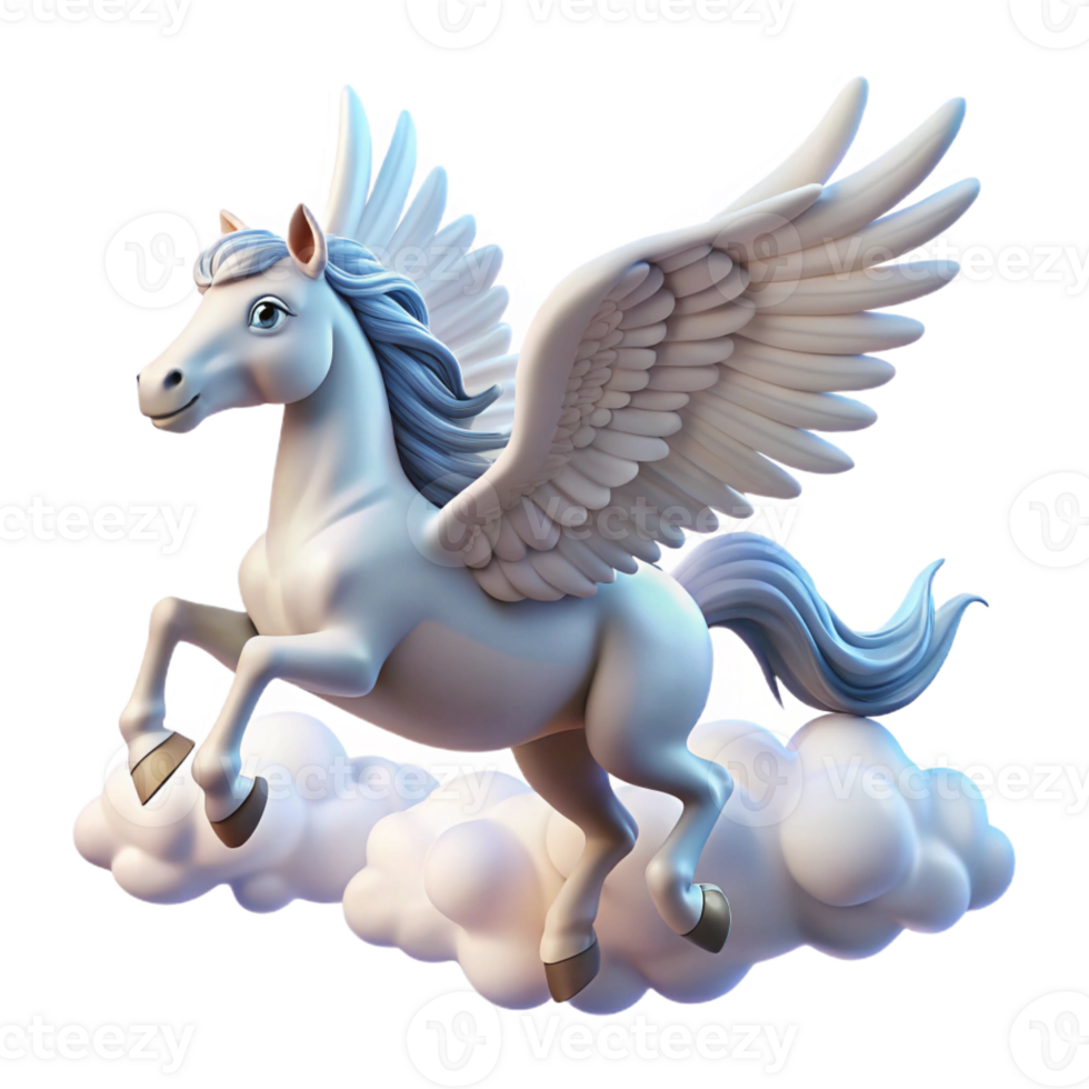 extraordinary rustic A graceful pegasus with feathered wings, soaring through a cloudy sky, lit by the rays of the sun. Romantic style original png