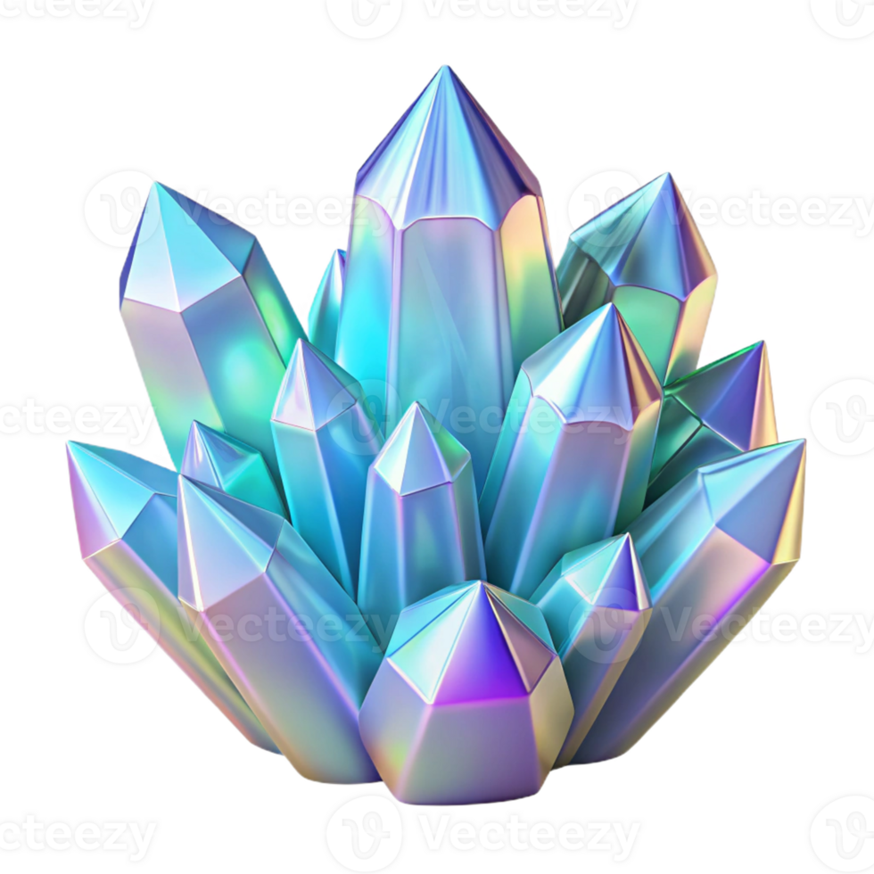 wonderful abstract A cluster of crystalline structures, refracting light in a dazzling display, with a cool, icy color palette, in a futuristic, crystallographic style high quality png