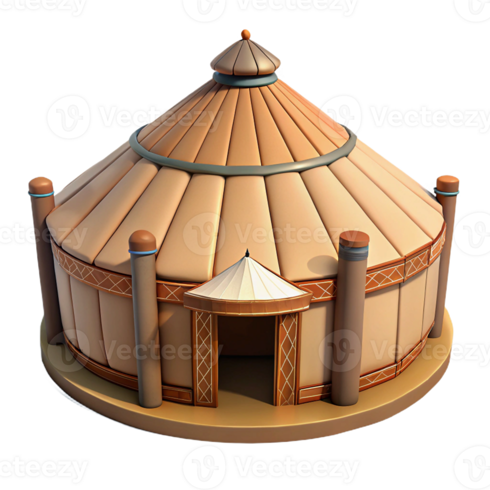 serene creative Yurt, traditional nomadic dwelling, circular structure, felt covering, nomadic architecture professional png