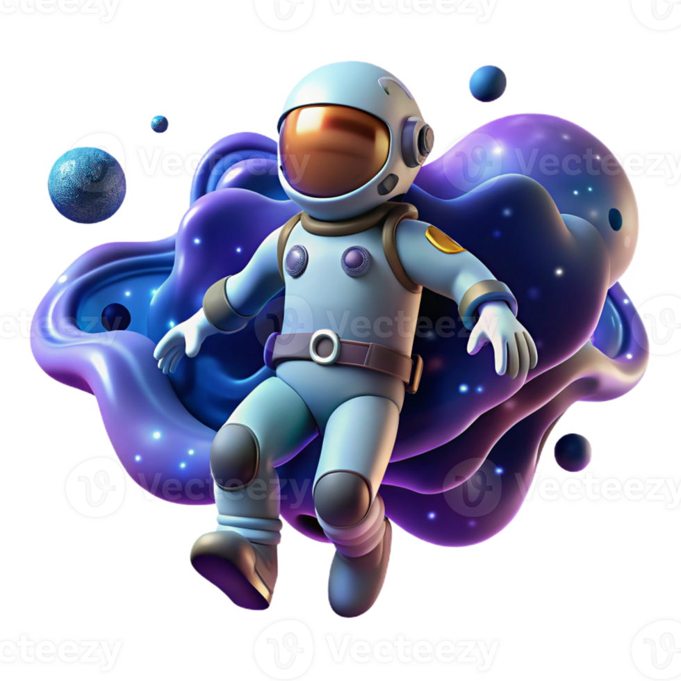 wonderful modern A lone figure in a spacesuit floating in the vastness of space, surrounded by swirling nebulae and distant galaxies. Digital painting style authentic png