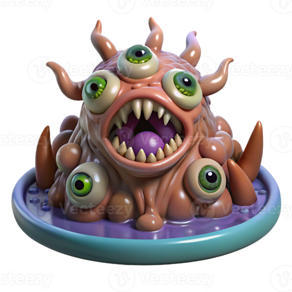 wonderful creative A grotesque, fleshy monstrosity with tentacles and multiple eyes, emerging from a pool of dark ichor, lit by bioluminescent fungi. H.R. Giger, biomechanical horror, surreal detailed png