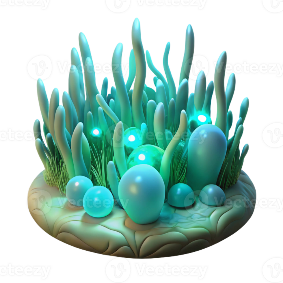extraordinary contemporary A field of glowing, phosphorescent algae, creating a mesmerizing, underwater scene, with a soft, bioluminescent light and a marine biology style exclusive png