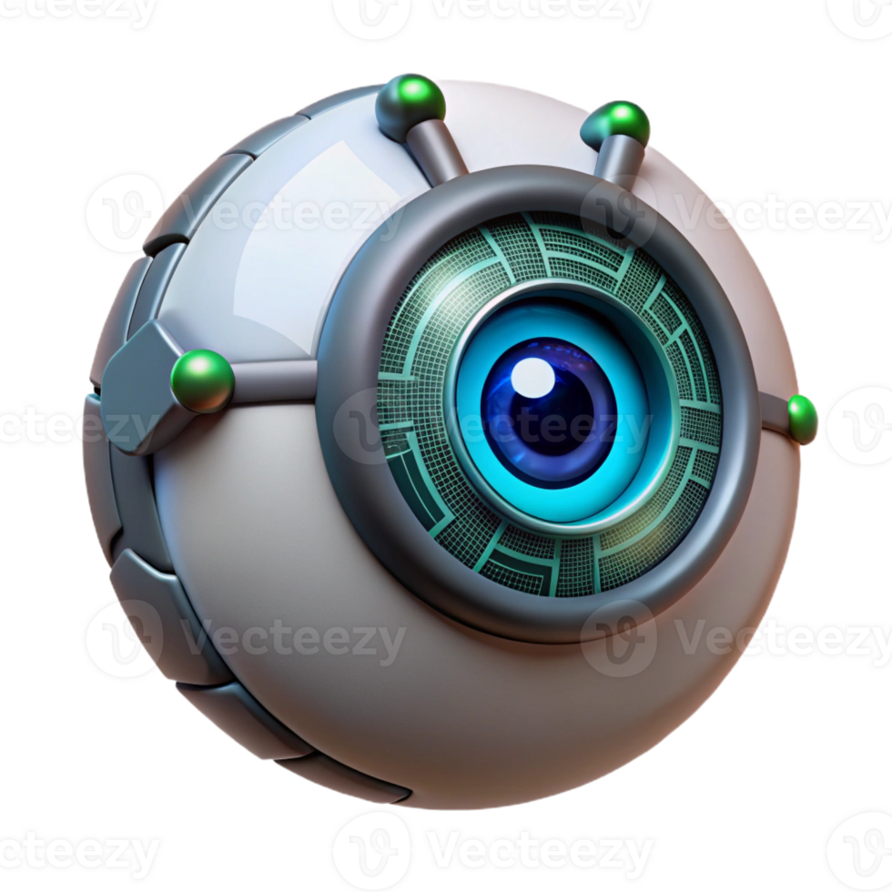 impressive traditional A bionic eye displaying a complex HUD interface, sharp, focused lighting, cyberpunk style high quality png