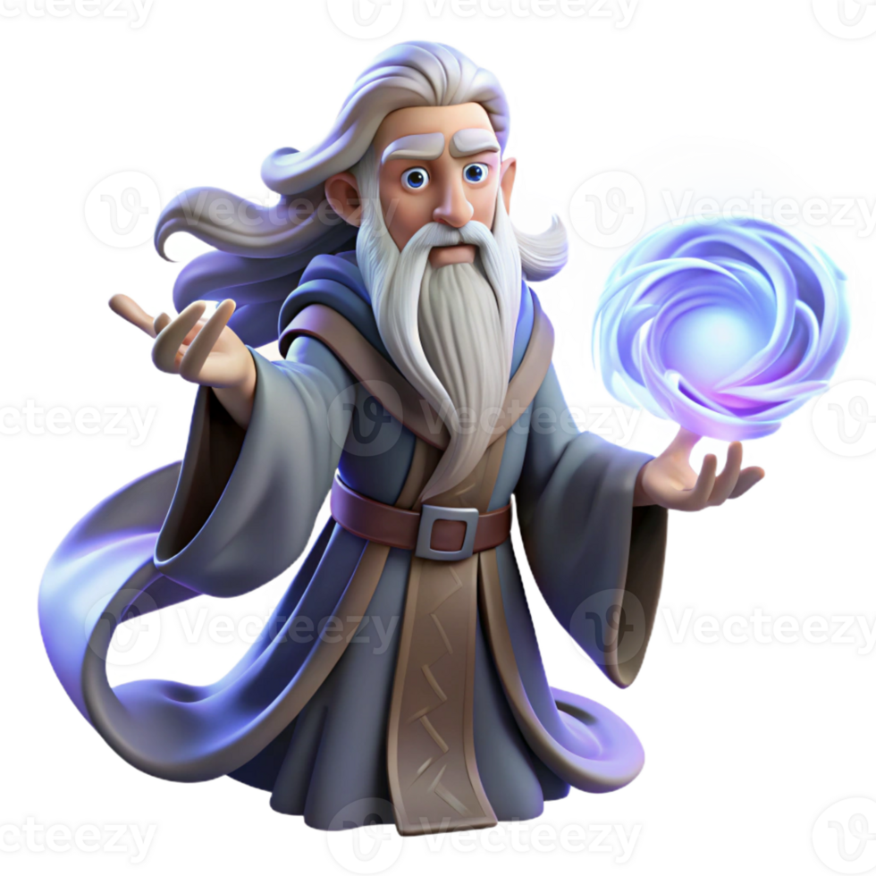 extraordinary contemporary A wise old wizard with a long, flowing beard, casting a spell from a swirling vortex of arcane energy. Ethereal, glowing lighting. Renaissance painting style high resolution png