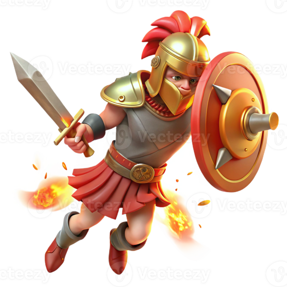 dramatic rustic A fierce Ares with a blood-stained sword and shield, charging into battle. Roman style. Fiery, chaotic lighting exclusive png