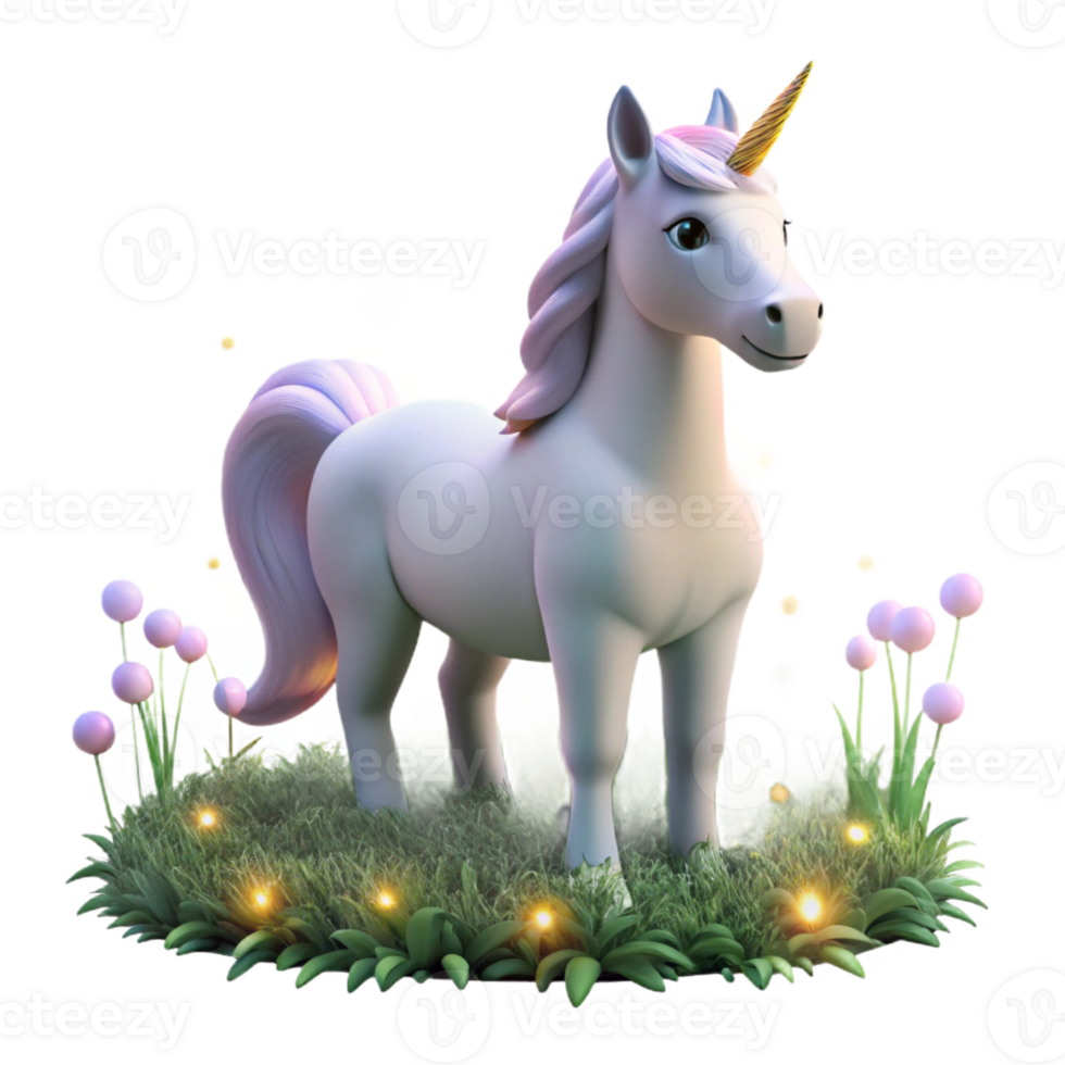 vibrant minimalist A serene unicorn with a coat of pure white, its horn glowing with a soft, celestial light, standing in a field of glowing wildflowers. Soft, diffuse lighting. Romantic style genuine png