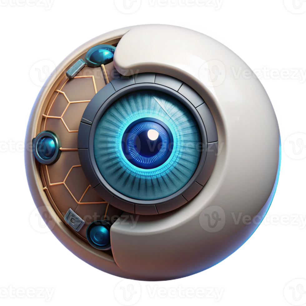 beautiful rustic A bionic eye displaying a complex HUD interface, sharp, focused lighting, cyberpunk style exclusive png