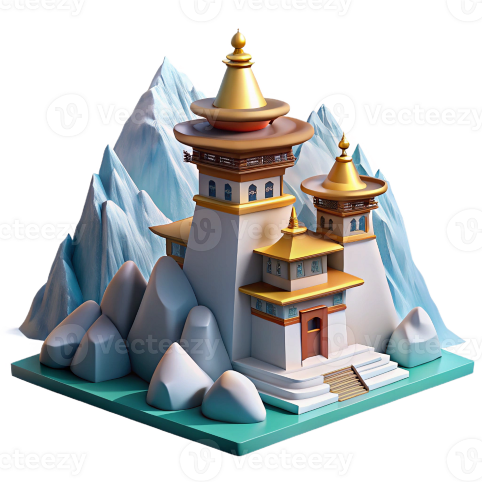 wonderful abstract Mountaintop monastery, stone walls, snow-capped peaks, serene atmosphere, Tibetan architecture style high resolution png
