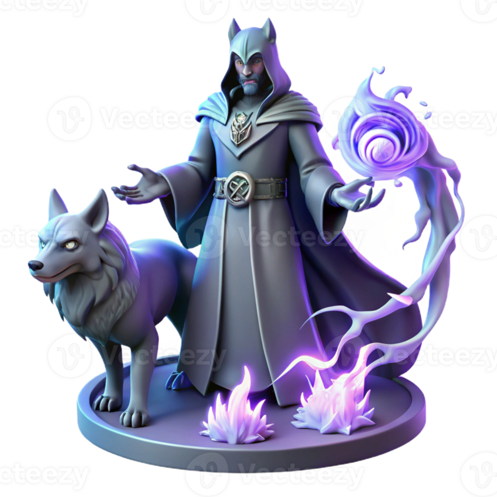 stunning rustic A powerful sorcerer summoning a spectral wolf, surrounded by swirling runes. Mysterious, shadowy lighting. Gothic style genuine png