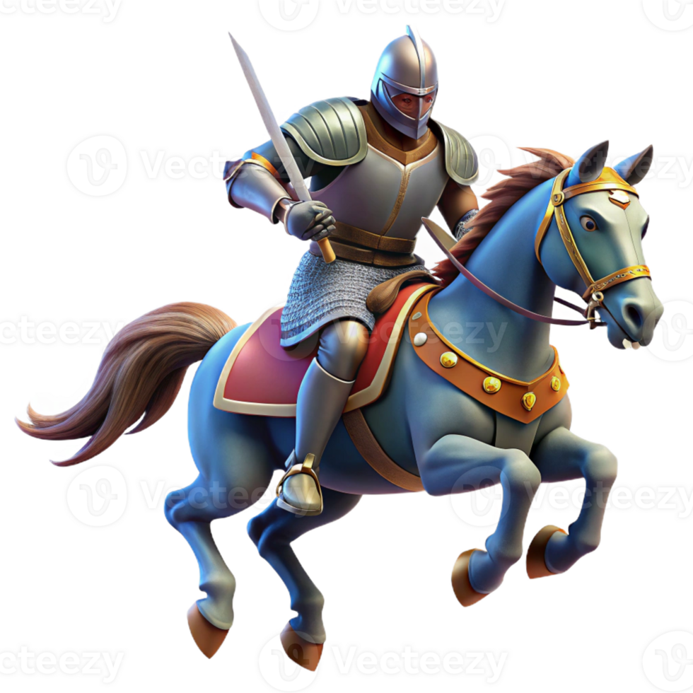 elegant modern A medieval knight on horseback charging into battle, dynamic action, realistic detail, bright sunlight high resolution png