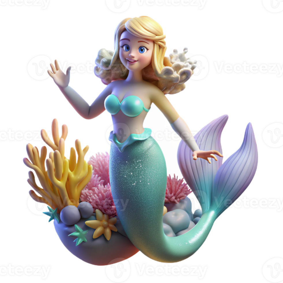 impressive classic A serene mermaid with scales that shimmer like opals, swimming through a coral reef, sunlight filtering through the water. Photorealistic style genuine png