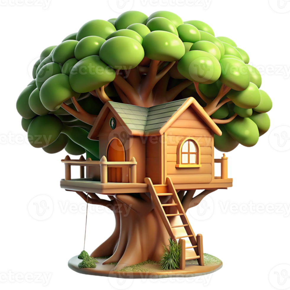 impressive modern A treehouse built within a giant sequoia, dappled sunlight, fantasy illustration detailed png