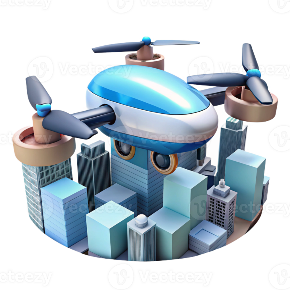 wonderful creative A futuristic, self-driving delivery drone navigating a crowded cityscape, its sleek, aerodynamic design catching the light. Photorealistic style high resolution png