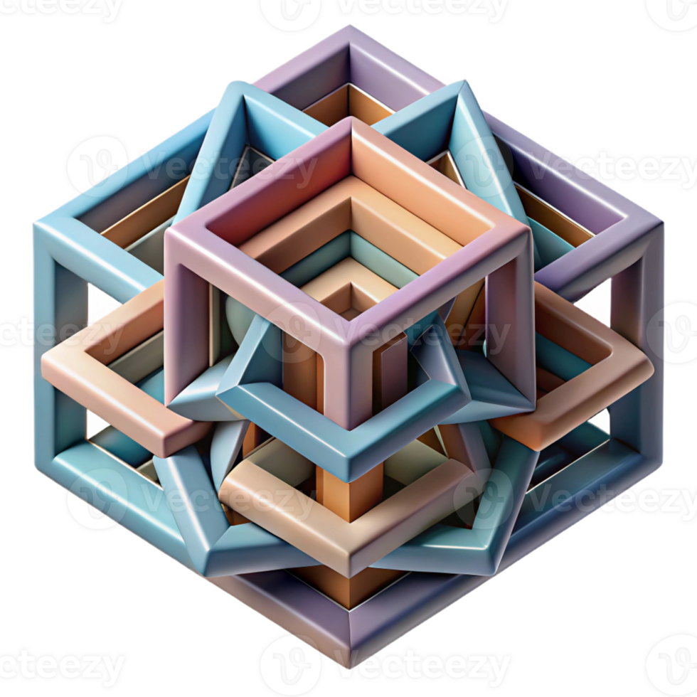 impressive traditional A complex, multi-layered composition of geometric shapes and lines, creating an optical illusion, in a bold, Op Art style detailed png