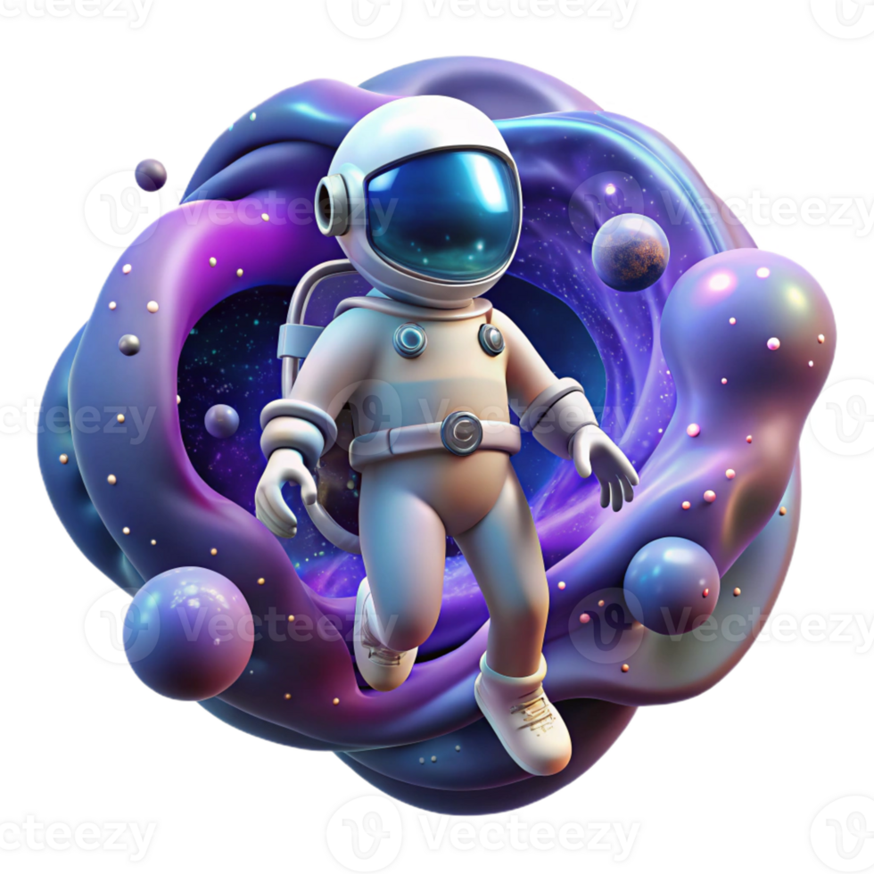 wonderful contemporary A lone figure in a spacesuit floating in the vastness of space, surrounded by swirling nebulae and distant galaxies. Digital painting style 4K png