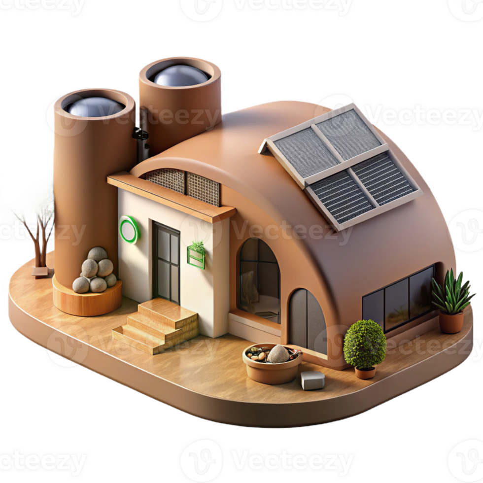 wonderful traditional Earthship home, off-grid living, sustainable design, rammed earth walls, eco-conscious architecture detailed png