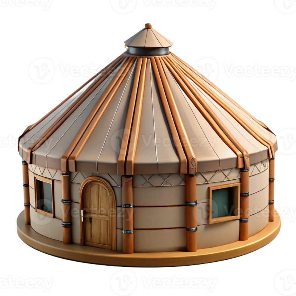 impressive rustic Yurt, traditional nomadic dwelling, circular structure, cozy interior detailed png