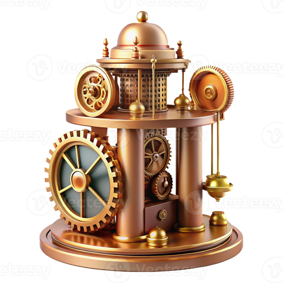 serene artistic An intricate clockwork tower with gears and moving parts, steampunk art style detailed png
