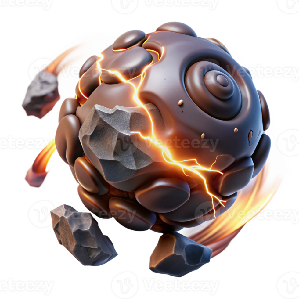 beautiful rustic A powerful elemental composed of swirling earth and stone, illuminated by lightning strikes, in a dynamic and surreal style high resolution png