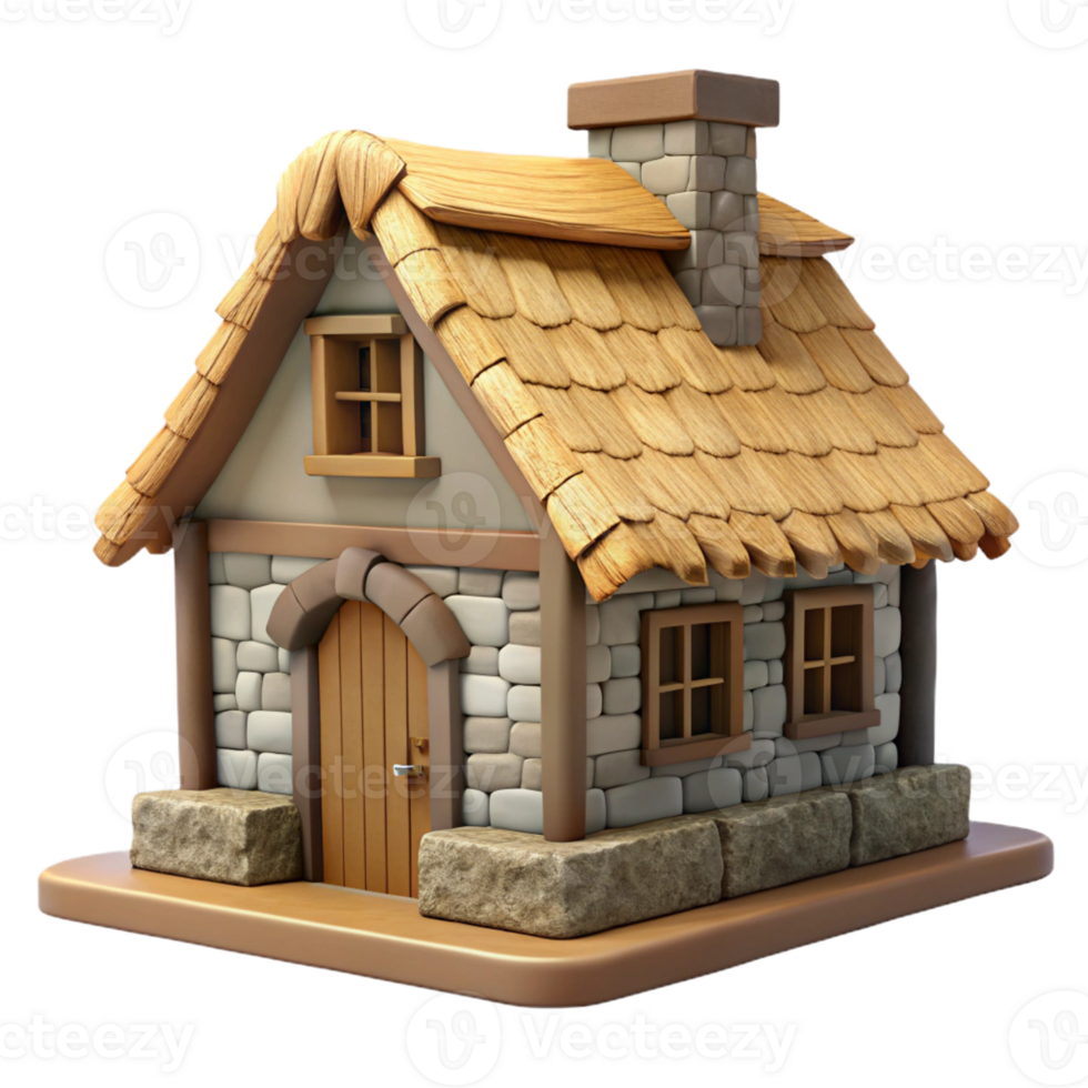 magnificent vintage Stone cottage, rustic charm, thatched roof, countryside setting, traditional architecture exclusive png