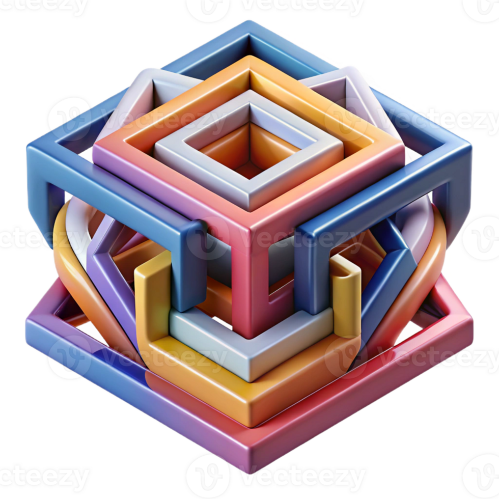 vibrant creative A complex, multi-layered composition of geometric shapes and lines, creating an optical illusion, in a bold, Op Art style genuine png