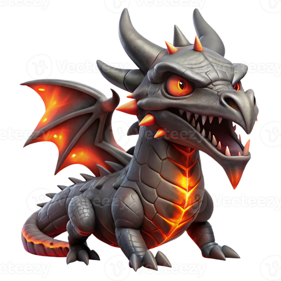 extraordinary modern A fierce dragon with obsidian scales and glowing red eyes breathing a stream of fire. Intense, fiery lighting. Dark fantasy style original png
