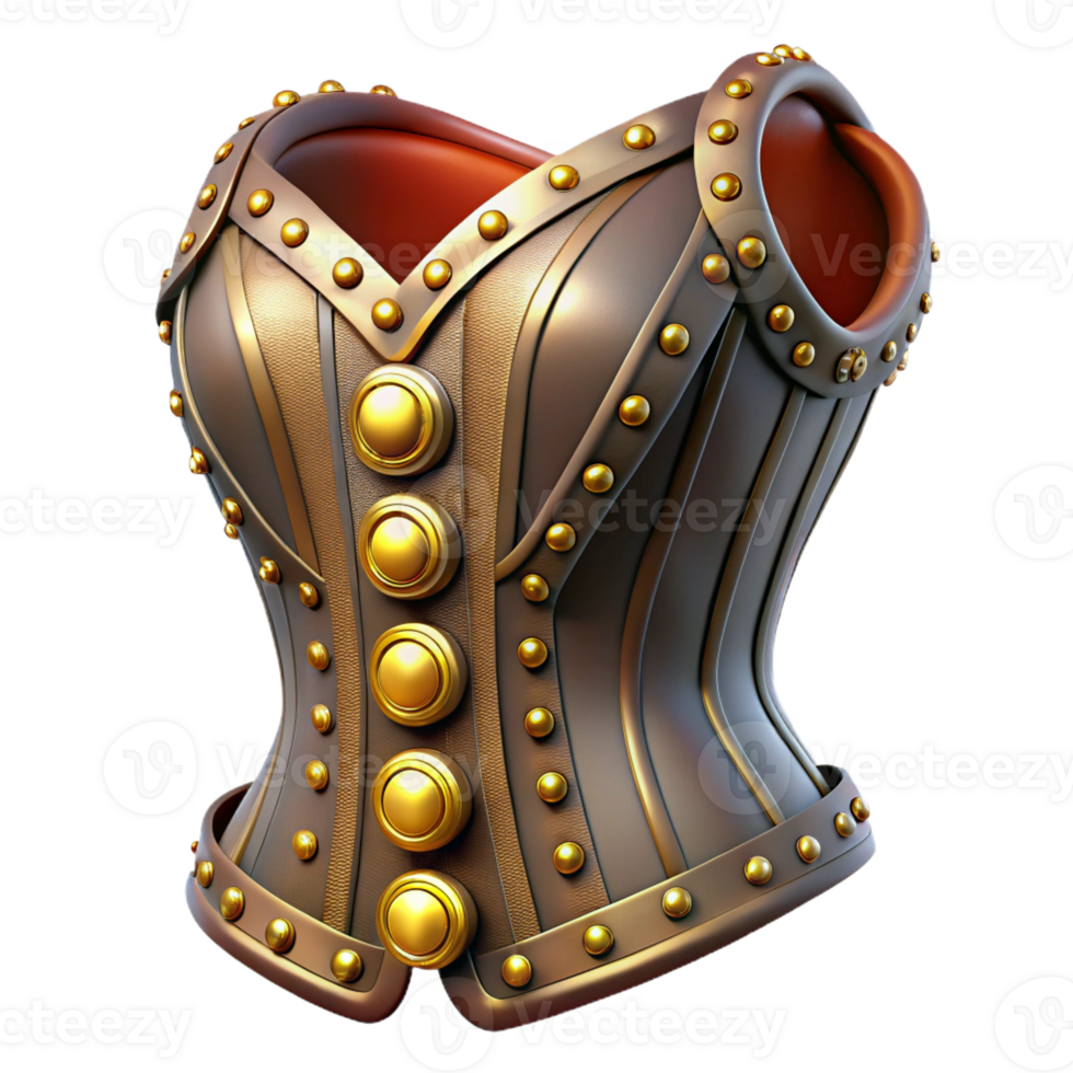stunning minimalist Steampunk corset, intricate leather and brass design, glowing rivets, worn by a female figure soft lighting, highly detailed, realistic original png