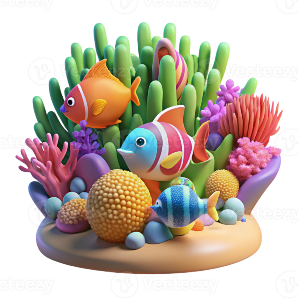 vibrant creative A coral reef teeming with colorful fish, underwater lighting, vibrant style detailed png