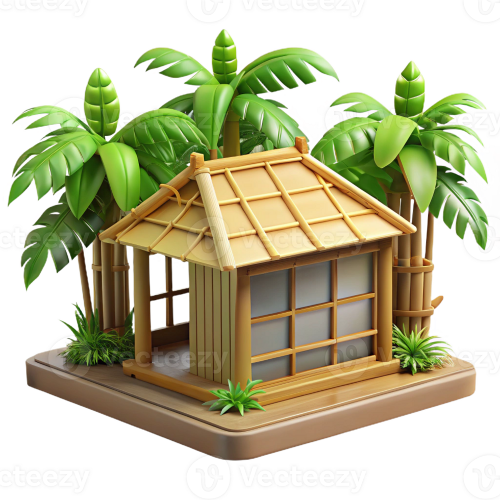 beautiful abstract Bamboo house, sustainable materials, natural ventilation, tropical style professional png