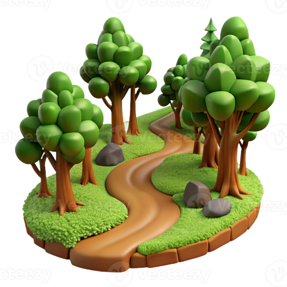 beautiful creative A winding dirt path through a dense forest, dappled sunlight, realistic style premium png